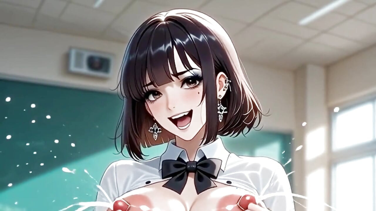 A Horny MILF Teacher with Huge Breasts Squirts Milk From Her Tits, Full of Lust! Anime Hentai Waifu Animated