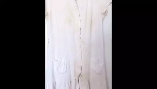 many cumshots on white dress