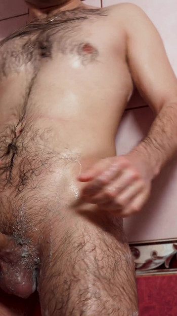 Thrilling moment from "Handsome Noel Dero masturbates his dick in the shower. Muscular handsome man caresses his wet body."