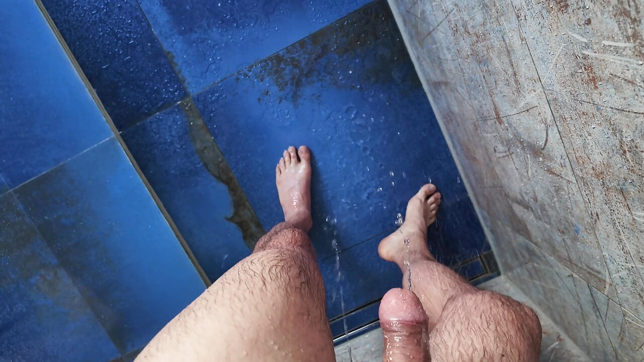 Header: Post-Workout Shower: Bare Feet, Uncut XL, Getting Messy with cum and piss