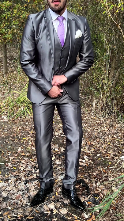 Public Outdoor Masturbation in a Shiny Suit