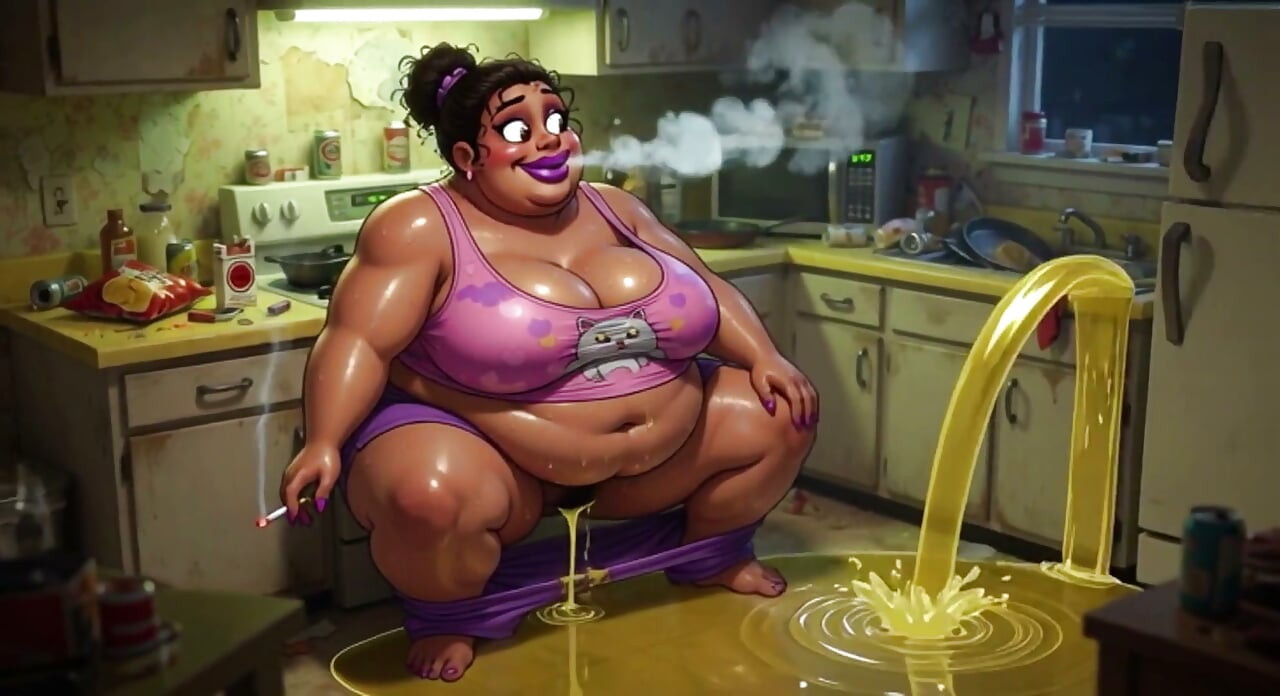 Very Pregnant BBW Smoking While Peeing - Big Belly & Dripping Pussy