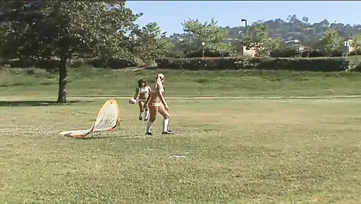 Stunning babe Rachel Starr joins in on a hot lesbian orgy