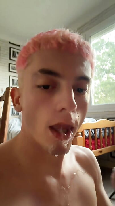 Twink Sucks His Xxl Dildo and Moans