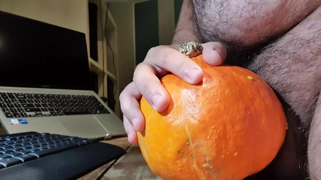 Fucking a pumpkin with my dick for dinner