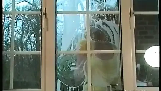 Die fensterputzmaschine