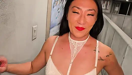 Petite Asian Squirts All Over Muscle Bull's Thick White Cock