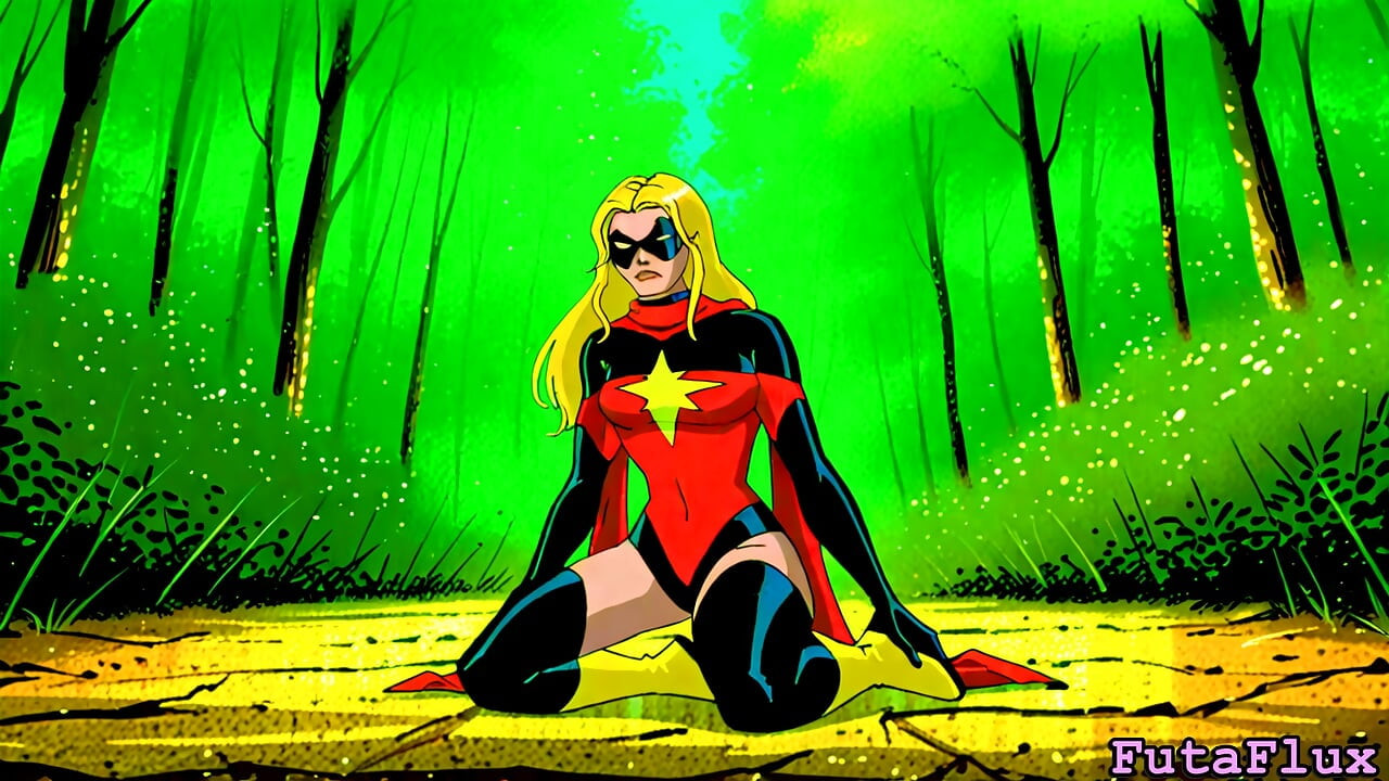 Futanari Carol Danvers - Onanerar, Sprut, Selfsucking och mer!