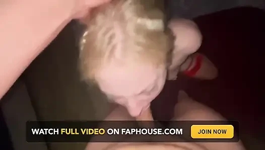 Homemade Porn Video with Sexy Blonde in Stockings! Cum Inside Pussy!