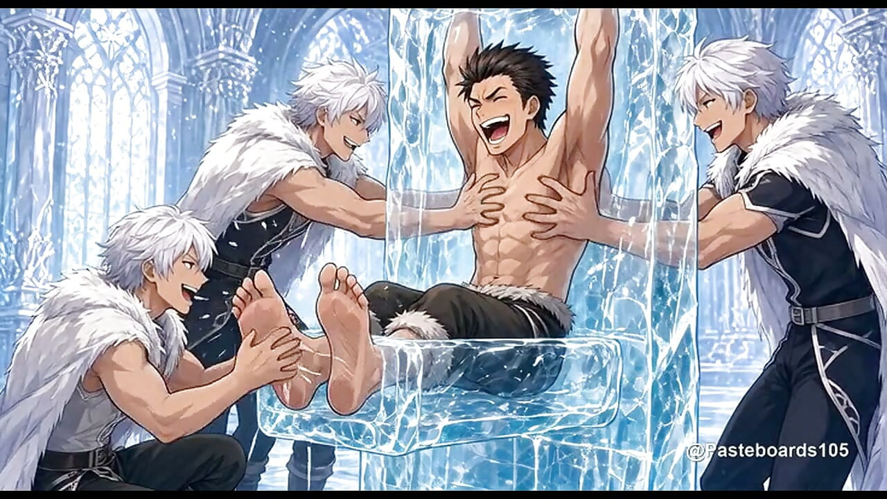 Frozen Into The Ice Palace Wall, Frost Princes Tickle His Armpits And Soles (2D Anime)