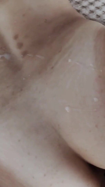 Powerful moment from "Huge cumshot compilation. Cum on tits and ass"