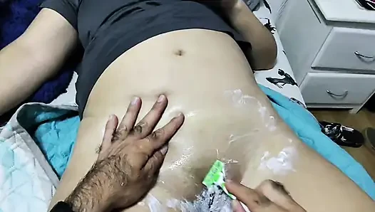 I wax Riva's vagina