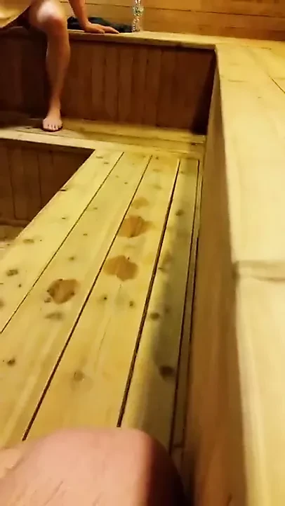 Str8 spy guy in sauna poking out