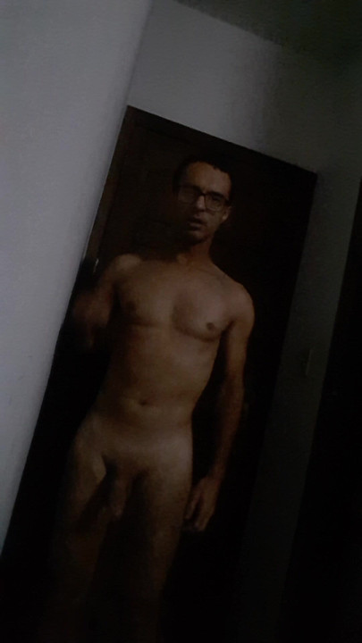 Amateur slim man masturbating in the dark