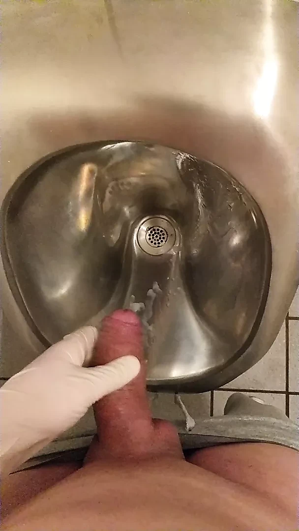 Cum in public restroom urinal