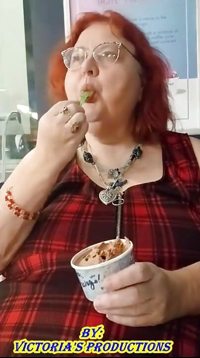 Nurse Vicki Eats Here Lunch and Then Enjoys Some Yummy Ice Cream