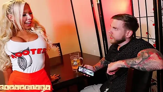 Campy Hooters - Bimbo Waitress Serves up Big Tits and Tight Hole - Brittney Kade, Steve Rickz