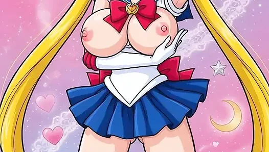 Sailor Moon sıkı kel götlü amcığını sallıyor