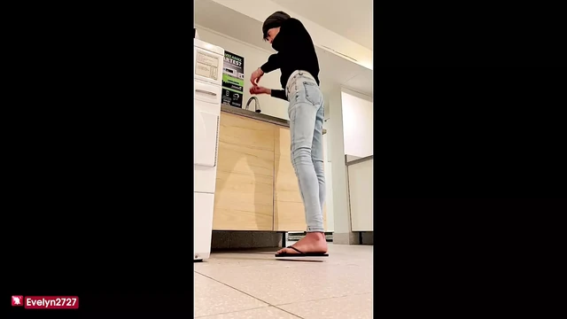 Evelyn washing clothes sexy poses