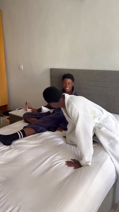 Black African Boyfriends in Bathrobes Turn Lazy Bedtime Chat Into Hot Loving Sex