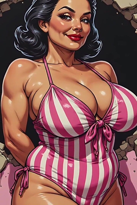 Big Boob Babes in Swimsuits Art