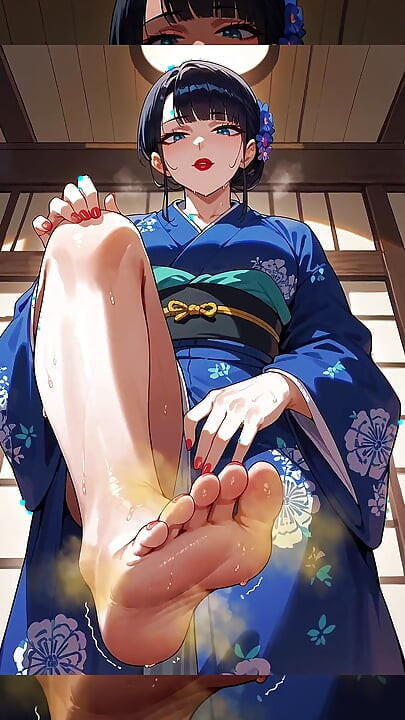 Cheirando o Cheiro dos Pés e Dedos de um Oiran - Hentai Anime