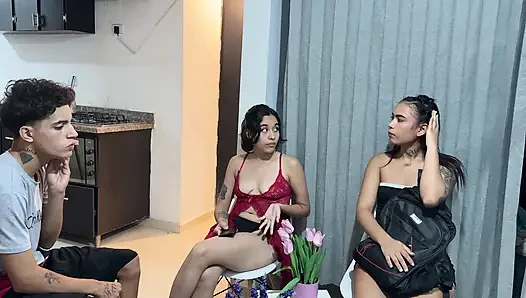 They catch me having sex secretly with my girlfriend's friend and she ends up joining the best sex of our lives.