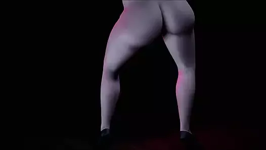 眼鏡をかけた厚い熟女が裸で踊る:3Dポルノショートクリップ