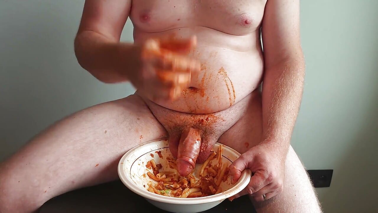 I Jerk off with My Dinner and Piss in It and I End up Cumming on a Cookie to Eat It All