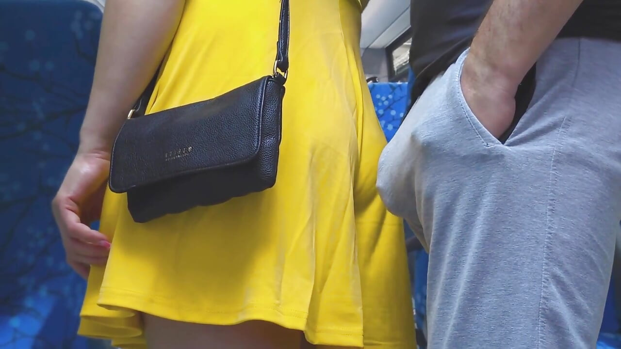 Risky Handjob Inside Public Transport! Dirty Stranger Ejaculate Using Girl's Hand