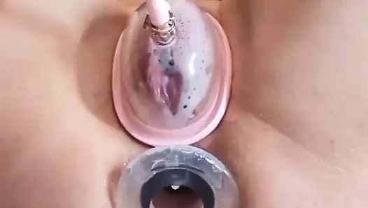 A Pumped Pussy, a Dildo and a Huge Tunnel Buttplug. What Else Could a Girl Want!