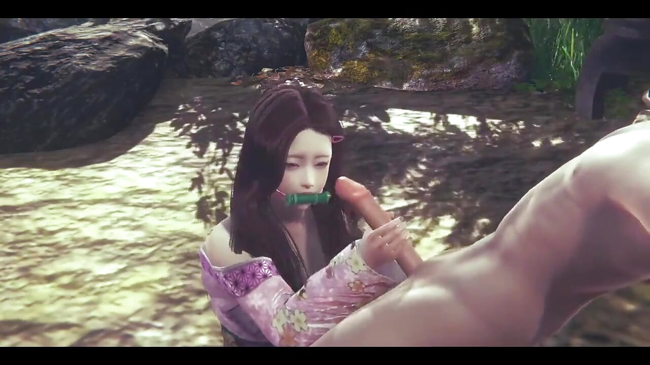 Demon Slayer Hentai - Nezuko ręczna robota i anal - japońska azjatycka manga anime gra filmowa porno