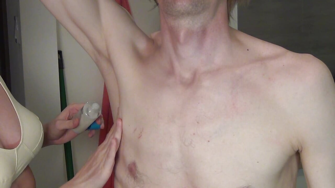 Kiki shaves Joe's armpit and fan hair