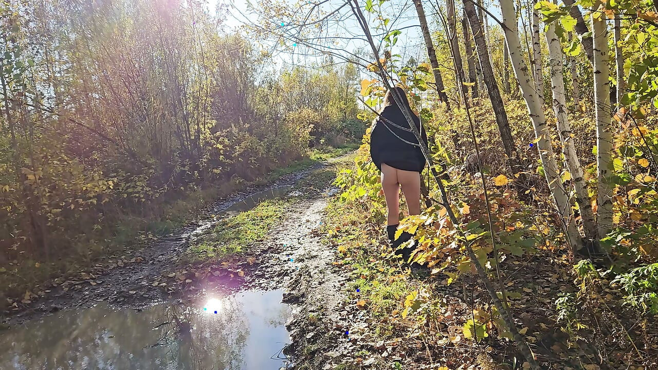 I pulled down my pants and went for a walk along the autumn road
