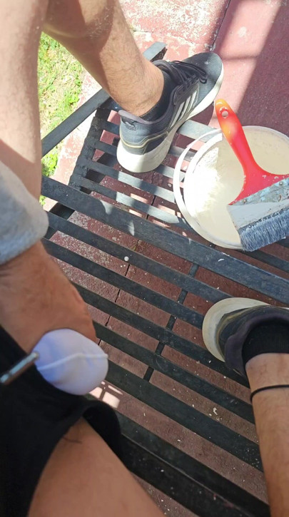 Painted the fence and my penis came out of my shorts