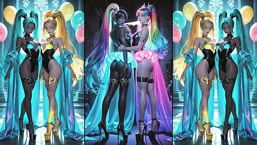 Аниме получает сперму, поцелуй со спермой и глотает