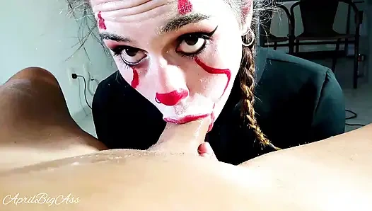 Halloween, IT is addicted to cock and cum, she "swallows everything" 2-3