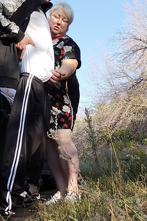 Mother-in-law Holds My Dick While I Pee and Then Does Blowjob