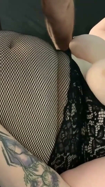 German Goth BBW Abby Strange: fucking in fishnet + Creampie | Clip 1