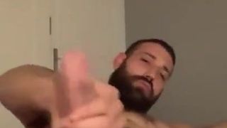 Bearded guy play with u dick