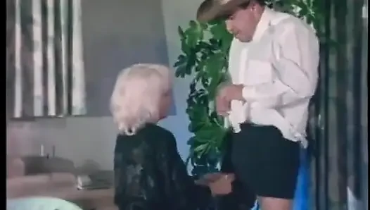 Cowboy licks ice cream off blonde slut's tits then she blows him
