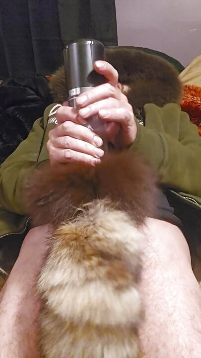 Masterbator with fox fur tail. Furry cum fetish
