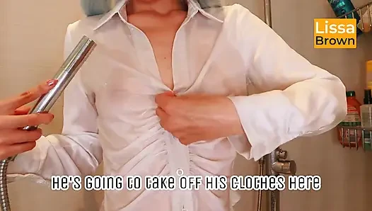 Stepmommy Wets Her Blouse and Yoga Pants in the Shower