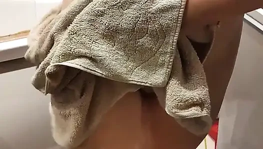 Sneaky Glance at Neighbors Steamy Shower & Big Boob Show