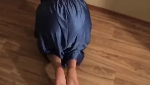 Girl Standing on her Knees gets her Feet and back Whipped 1