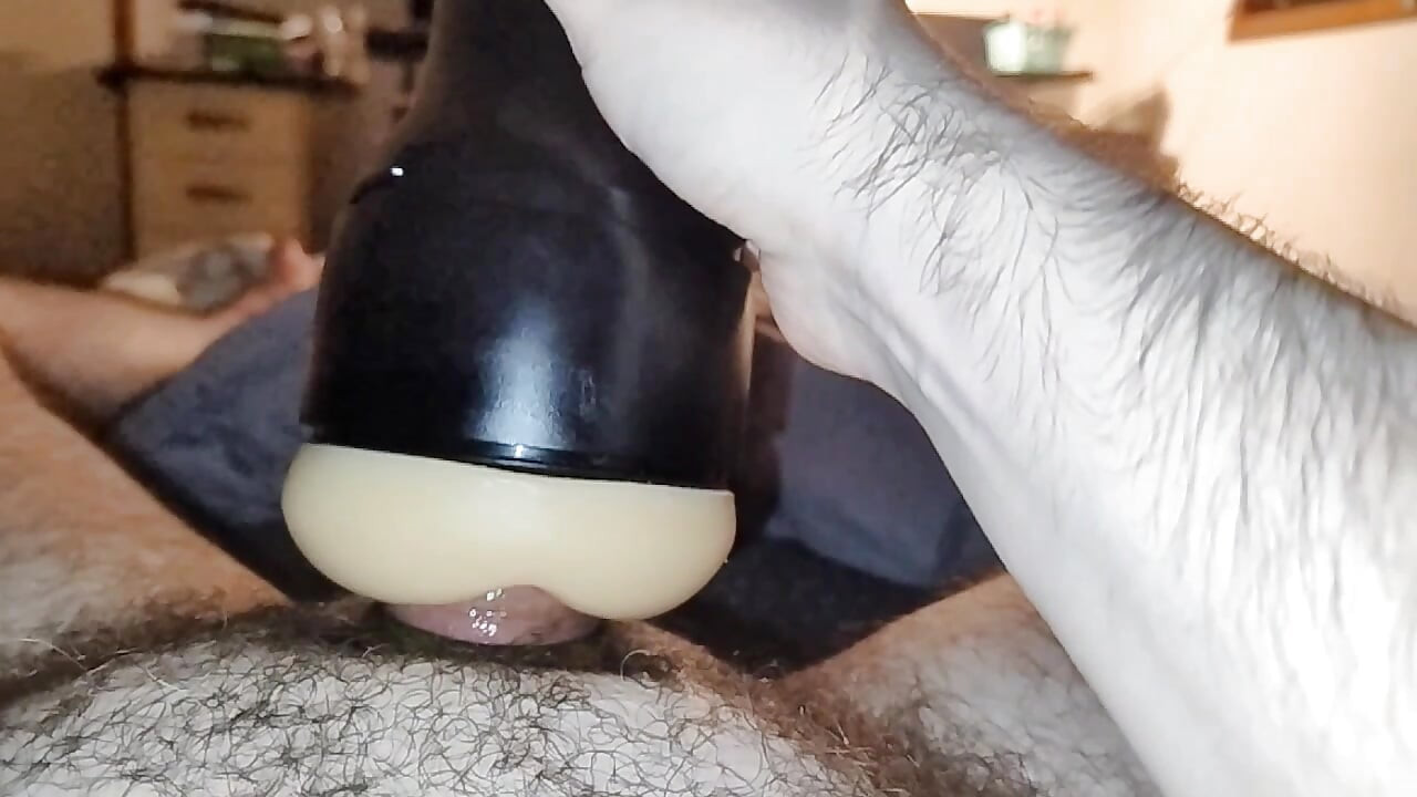 Slow Motion Fleshlight Fucking (hard hairy uncut cock)