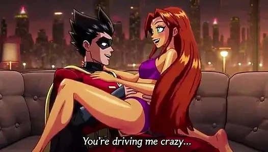 STARFIRE VE ROBIN BUHARLı ÇATı KATı ROMANTIZMI - ateşli 3 boyutlu anime çift