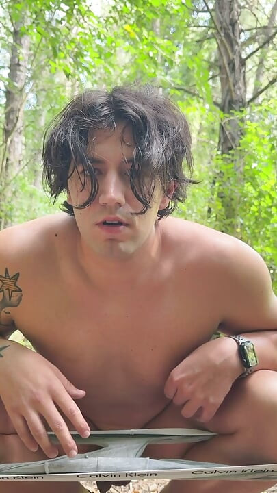 Italian gay guy strips outdoors, fucks his ass with dildo and drinks his cum