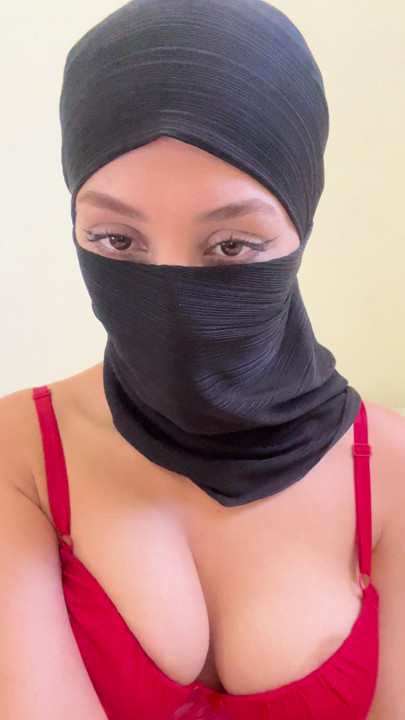 Arab Hijabi Girl in Niqab Teases Her Big Boobs and Perfect Round Tits