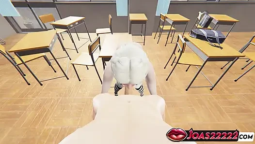 Студентка Nadine 3D анимация - дрочка на большом хуе, грязный минет, экшн в классе со стонами, глорихол глорихол глотание спермы